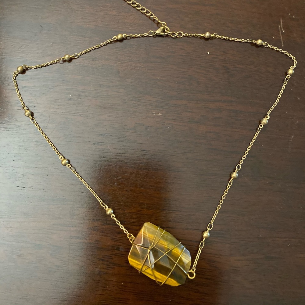 Chunky genuine tiger eye nugget necklace